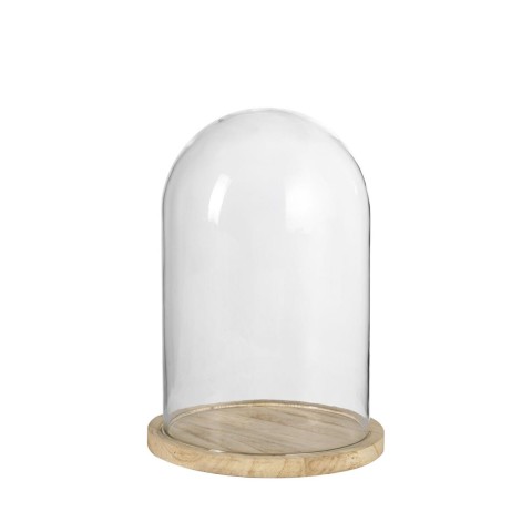 CAMPANA IN VETRO CON BASE IN LEGNO H18 DIAMETRO 13.5 CM